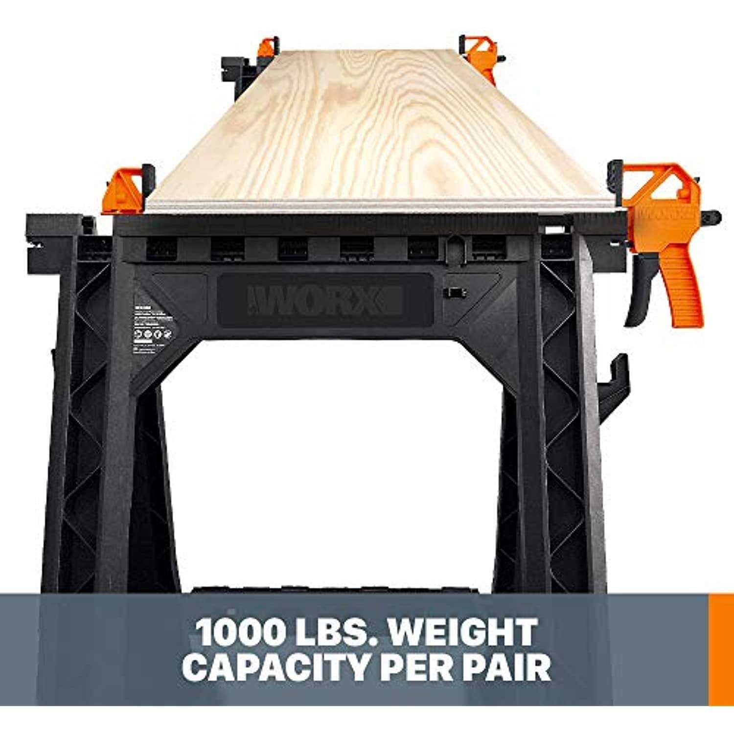 Worx Clamping Sawhorses with Bar Clamps - Inhomebuy