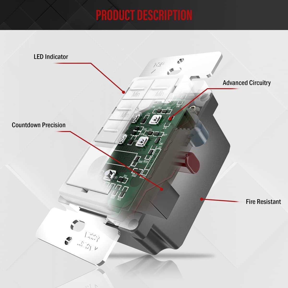 Enerlites Countdown Timer Switch 5-10-30-60 Min Hour For Bathroom Fans - Inhomebuy