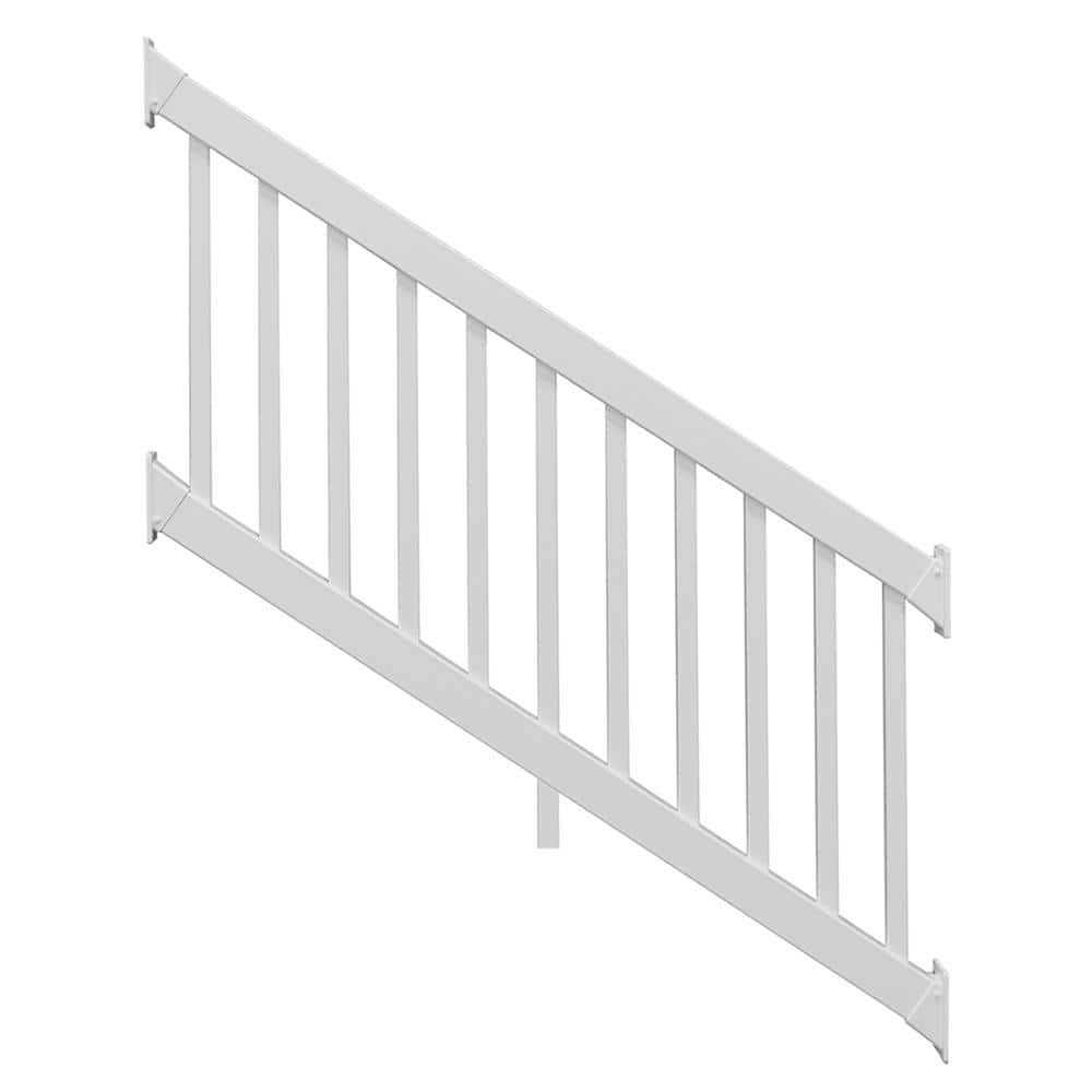 Weatherables Naples 3 ft. H x 8 ft. W White Vinyl Stair Railing Kit - Inhomebuy