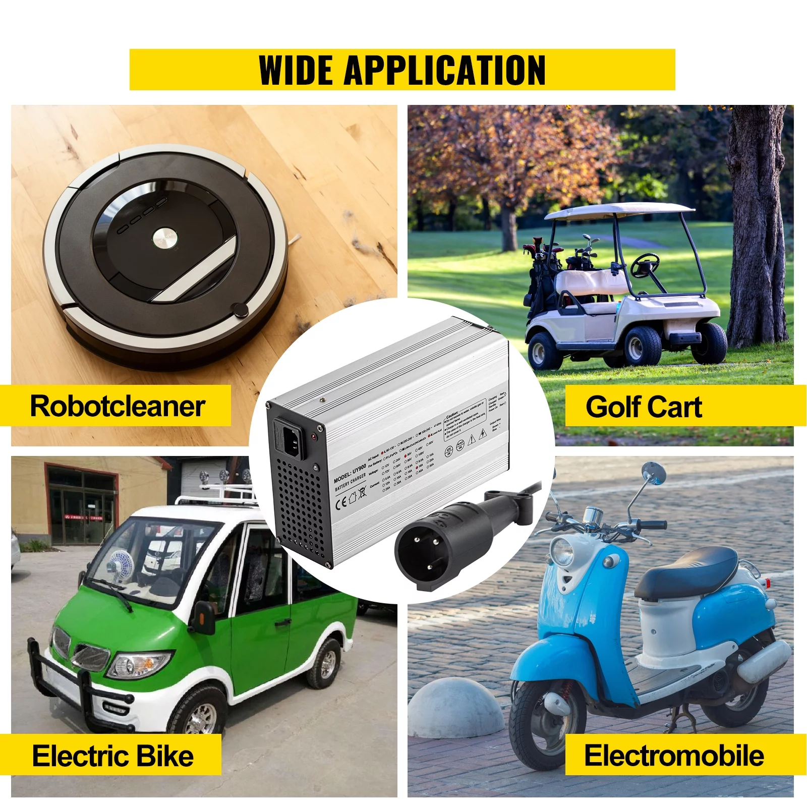 VEVOR Golf Cart Battery Charger48V Club Car Charger 15A Golf Cart Electric Charger 3 Pin Plug Round / LED Club Car Battery Charger Aluminum Shell Power Wise Golf Cart Battery Charger for Ez Go Yamaha - Inhomebuy