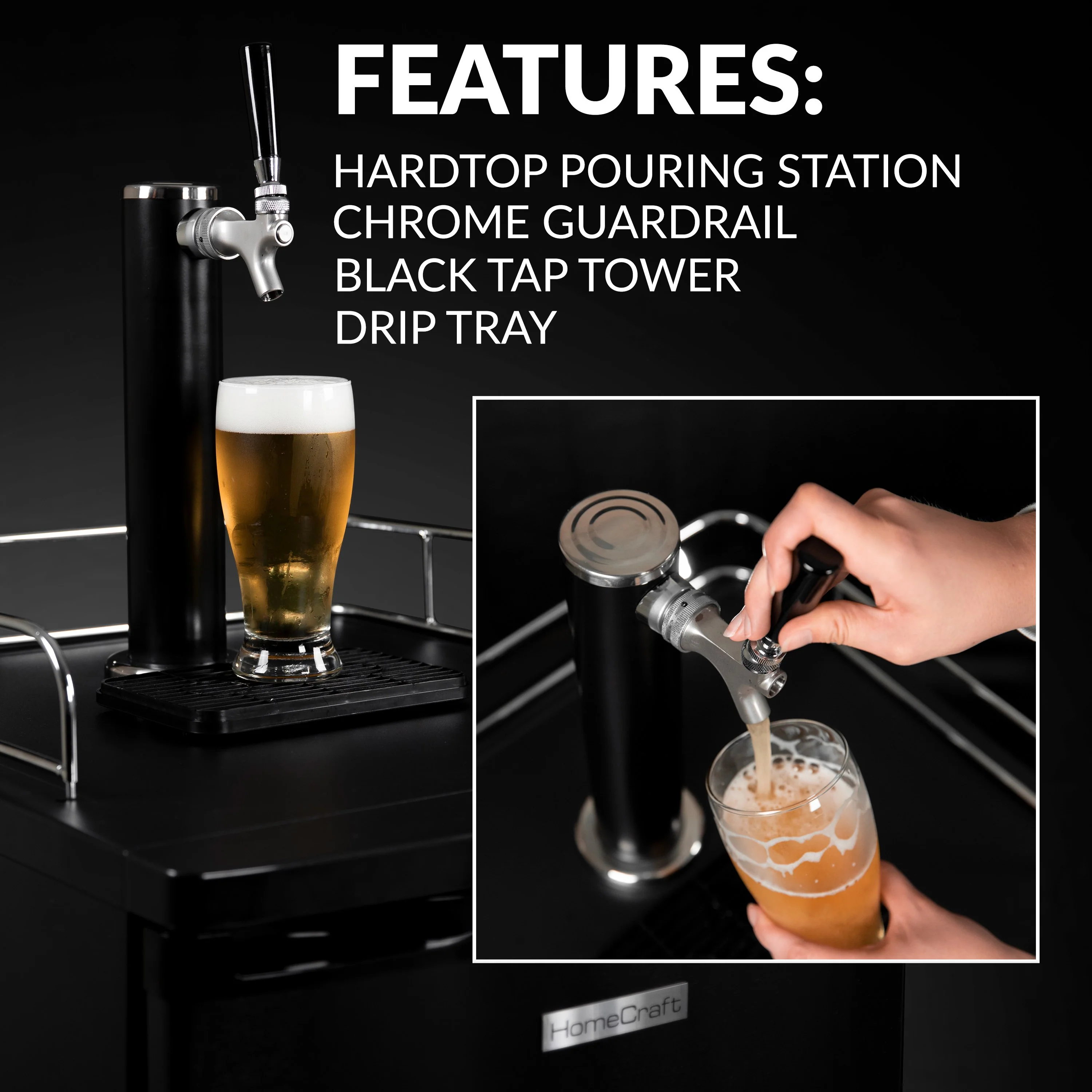 HomeCraft�?4.9 Cu. Ft. Full Size Kegerator Draft Beer Dispenser, Black Stainless Steel - Inhomebuy