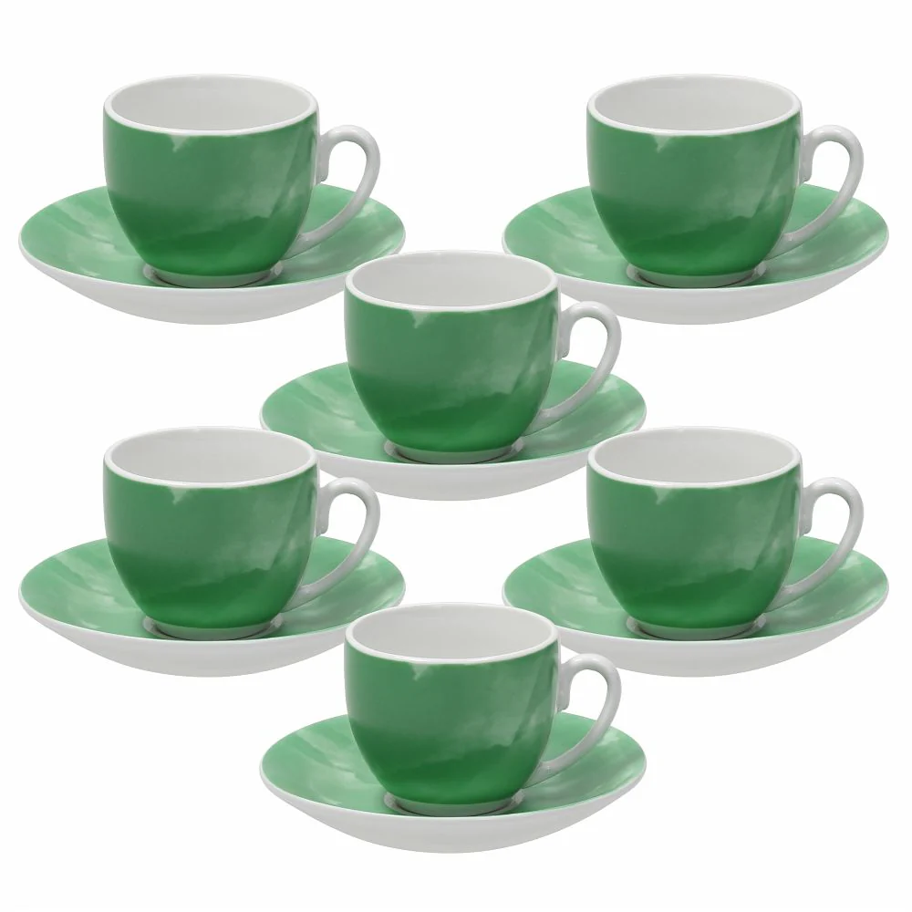 Sfera Colorplay Verde  Coffee Cup & Saucer Set of 6 pcs - Inhomebuy
