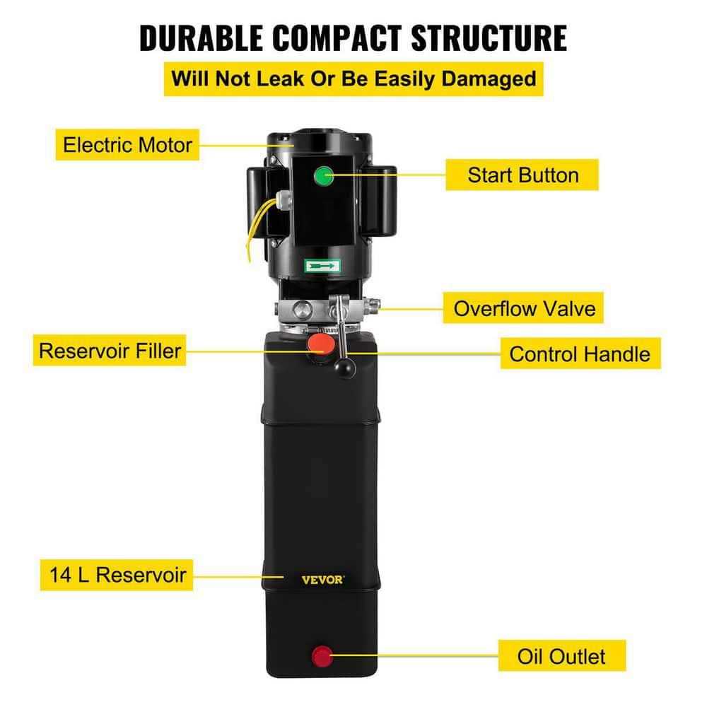 VEVOR 3 HP Car Auto Lift Hydraulic Power Unit Pack 220V 60HZ 2950 PSI 3.5 Gal Tank CZYYB14LQCJSQ60HZV7 - Inhomebuy
