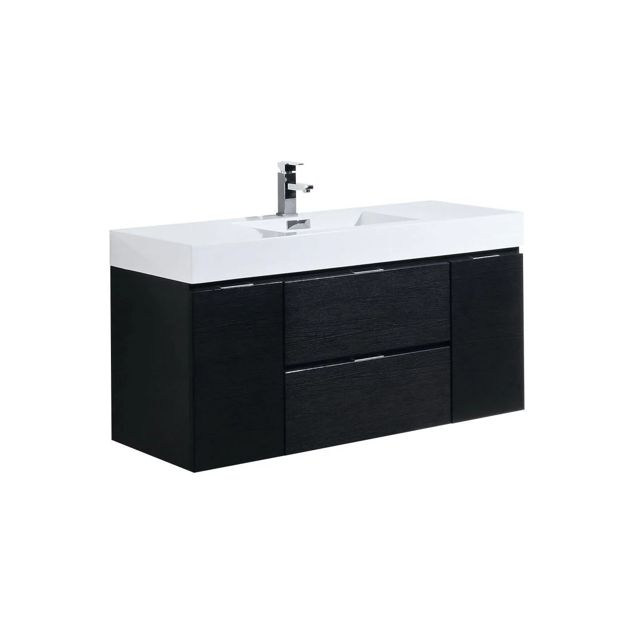 Bliss 48 in. Wall Mount Modern Bathroom Vanity - Black - Inhomebuy