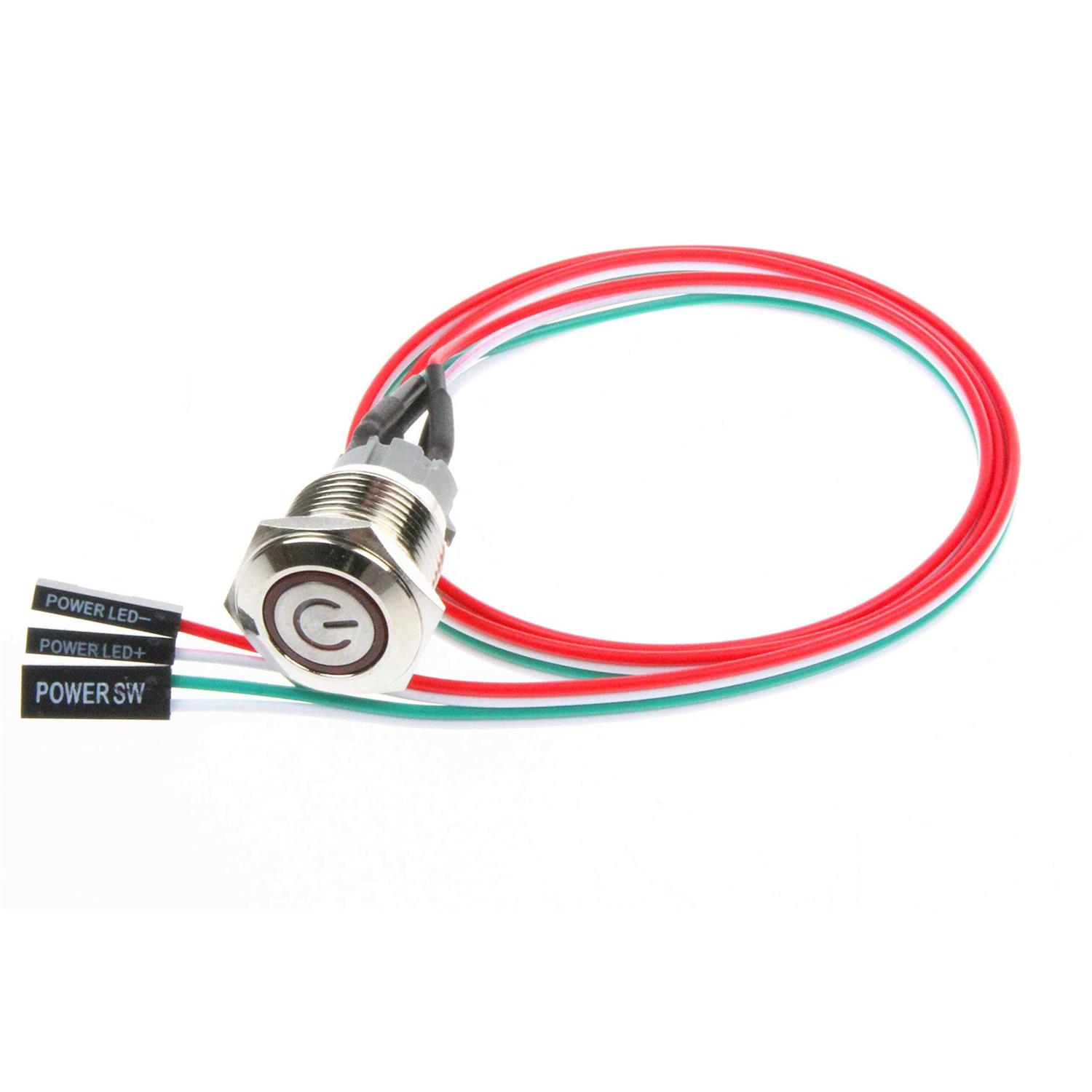 NOYITO Chassis Switch Metal Button Switch with 22inchs Extension Cable Red Yellow Blue Green Switch Symbol Suitable for Computer DIY Switch - Inhomebuy