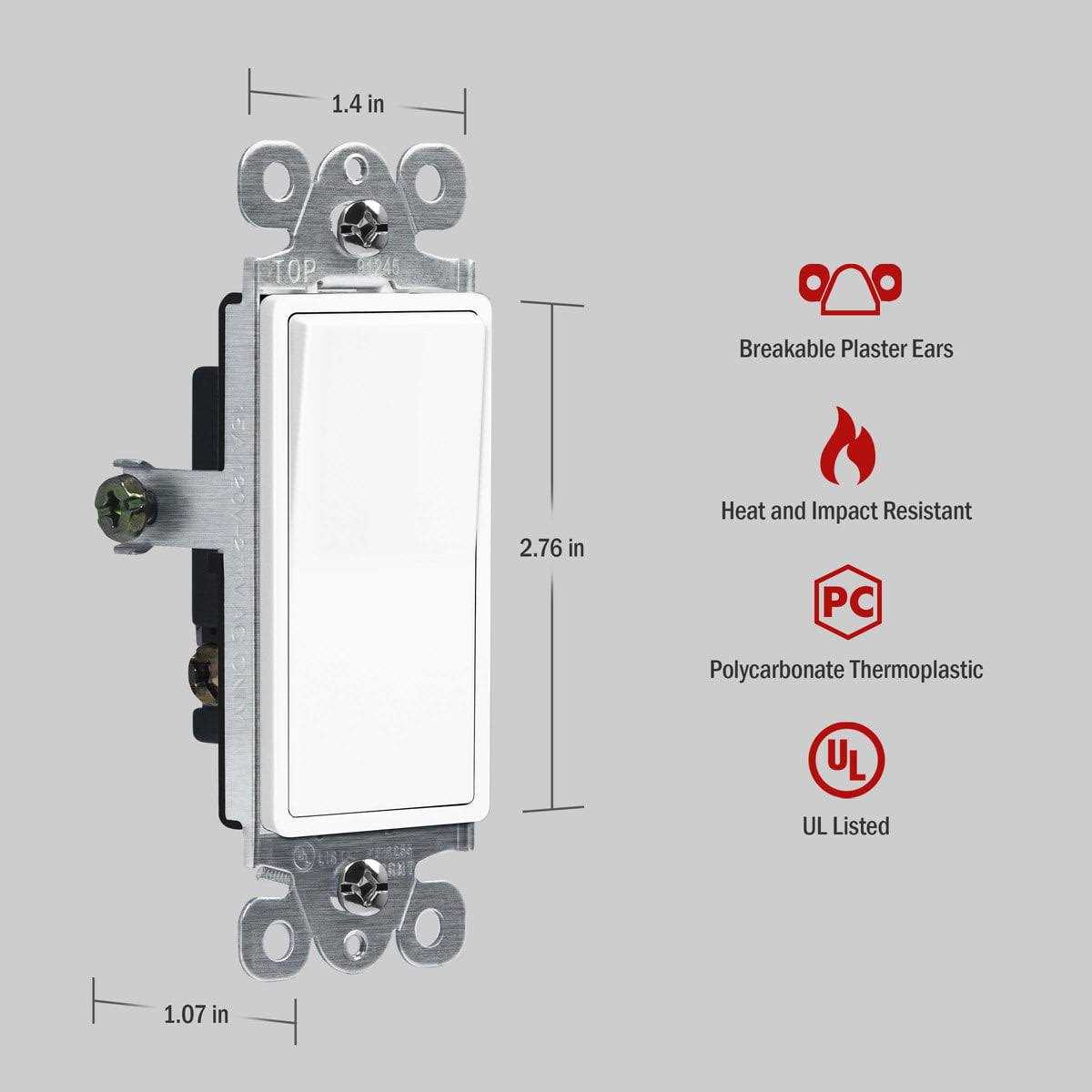 Enerlites Combination Triple Toggle/Single Duplex Receptacle Outlet Wall Plate - Inhomebuy