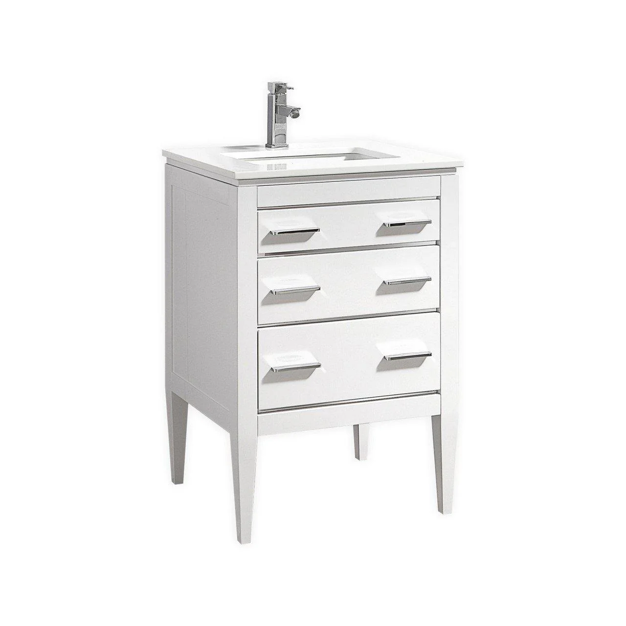 Eiffel 24'' High Gloss White Vanity W/ Quartz Counter Top - Inhomebuy