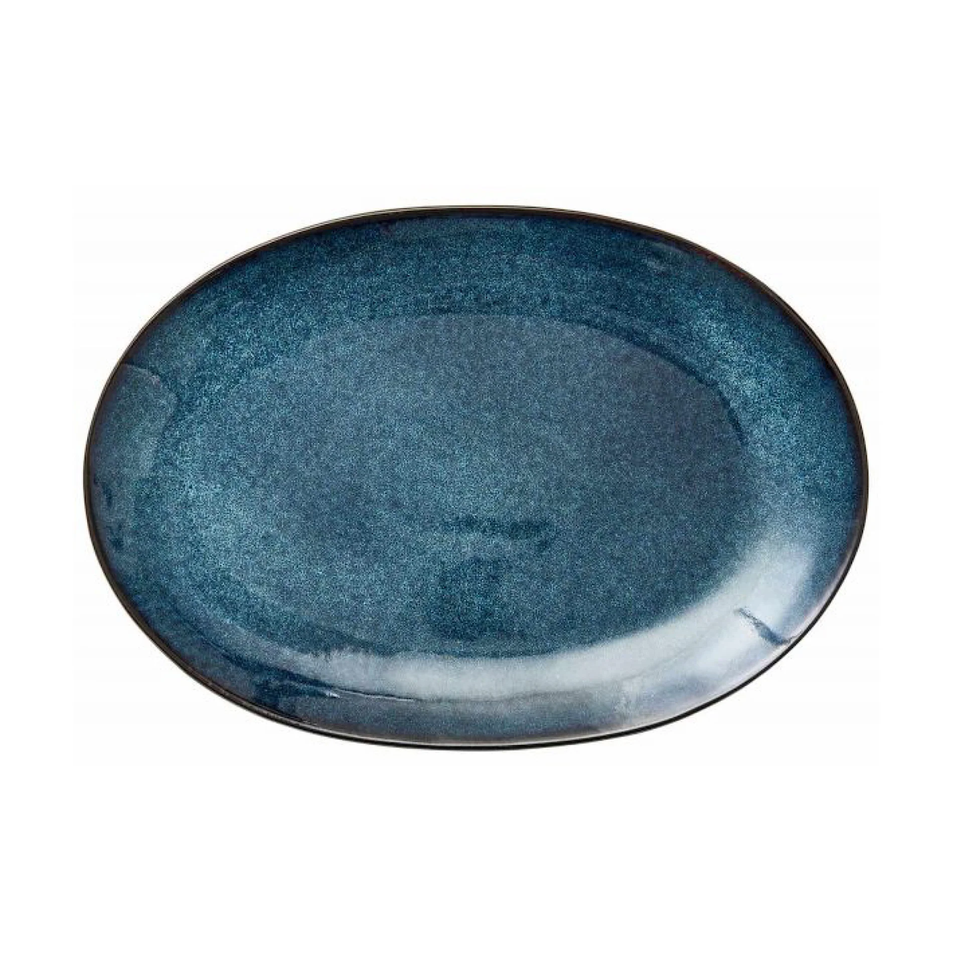 Stoneware Dish 25x36 cm shiny green glaze - Inhomebuy