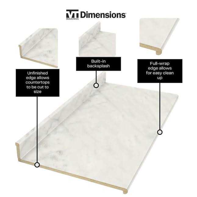 VT Dimensions Formica 25.5-in x 4.5-in Ouro Romano - Inhomebuy