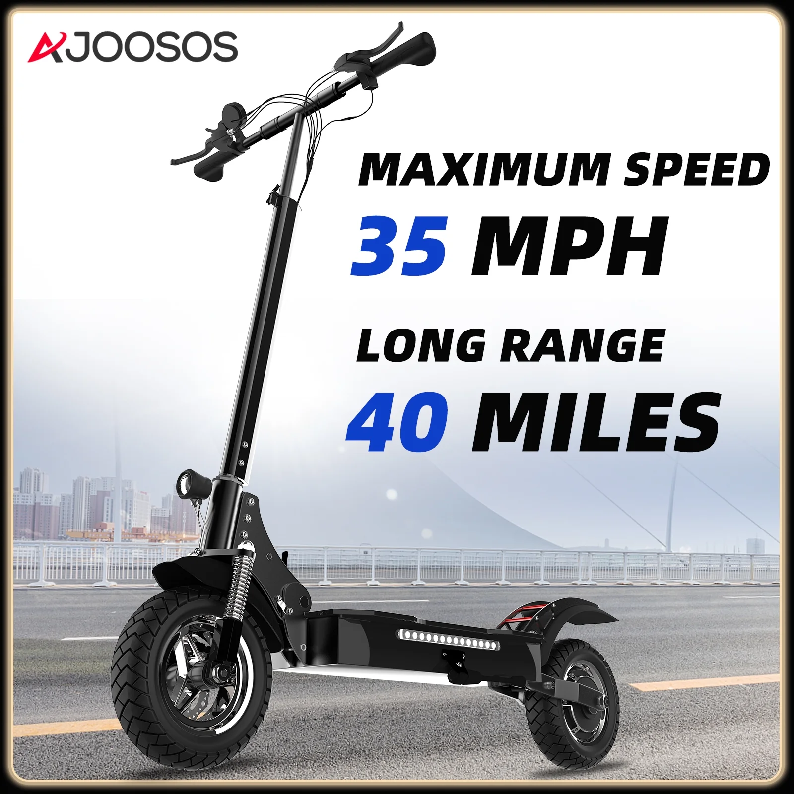 AJOOSOS X750 Electric Scooter, 1300W Powerful Motor, 35 mph Max Speed, 40 Miles Long Range, Foldable Electric Scooter Adults - Inhomebuy