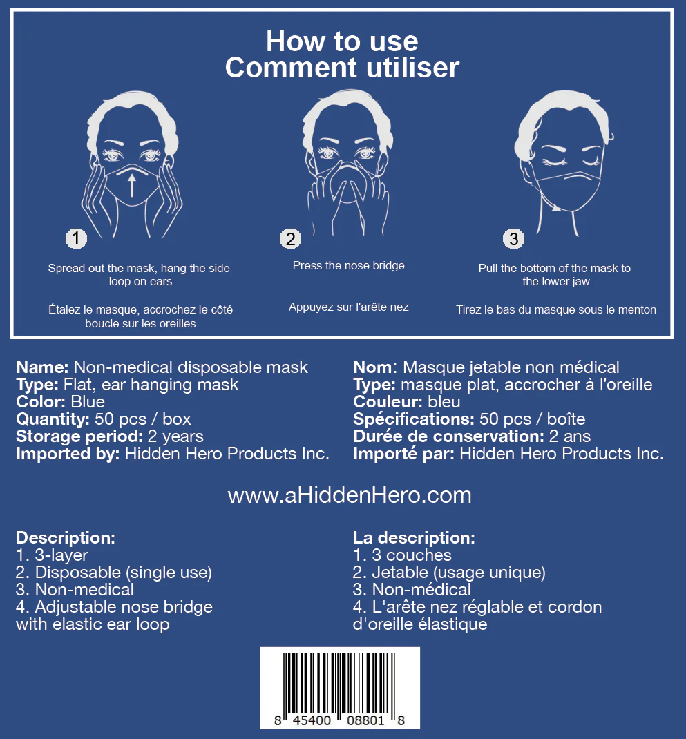 aHiddenHero Premium Disposable Face Mask 50-pcs | THEGUARDIAN - Inhomebuy