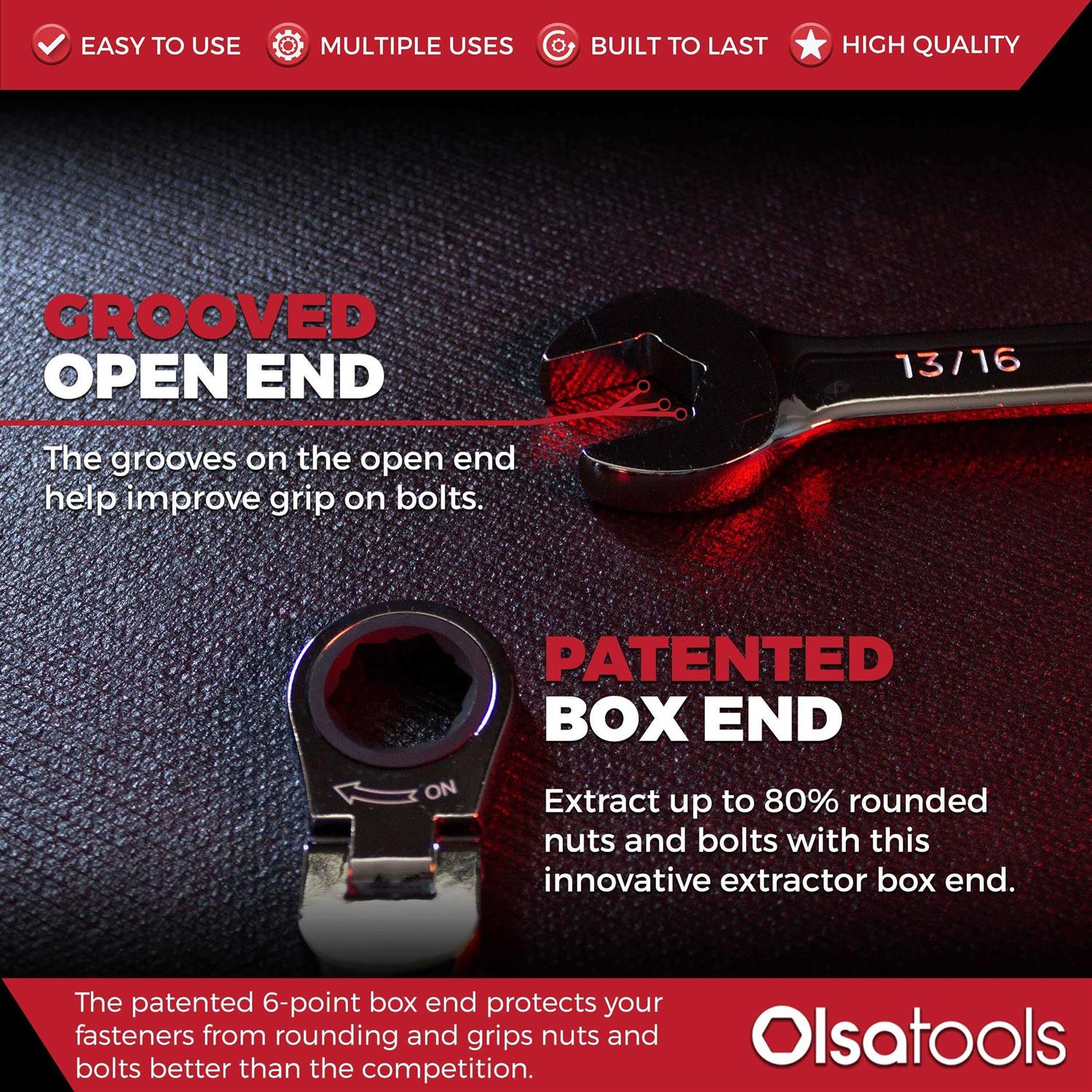 Olsa Tools Magnetic Wrench Holder Organizer Fits SAE 3/8 Thru 15/16 & Metric 10mm Thru 19mm - Inhomebuy