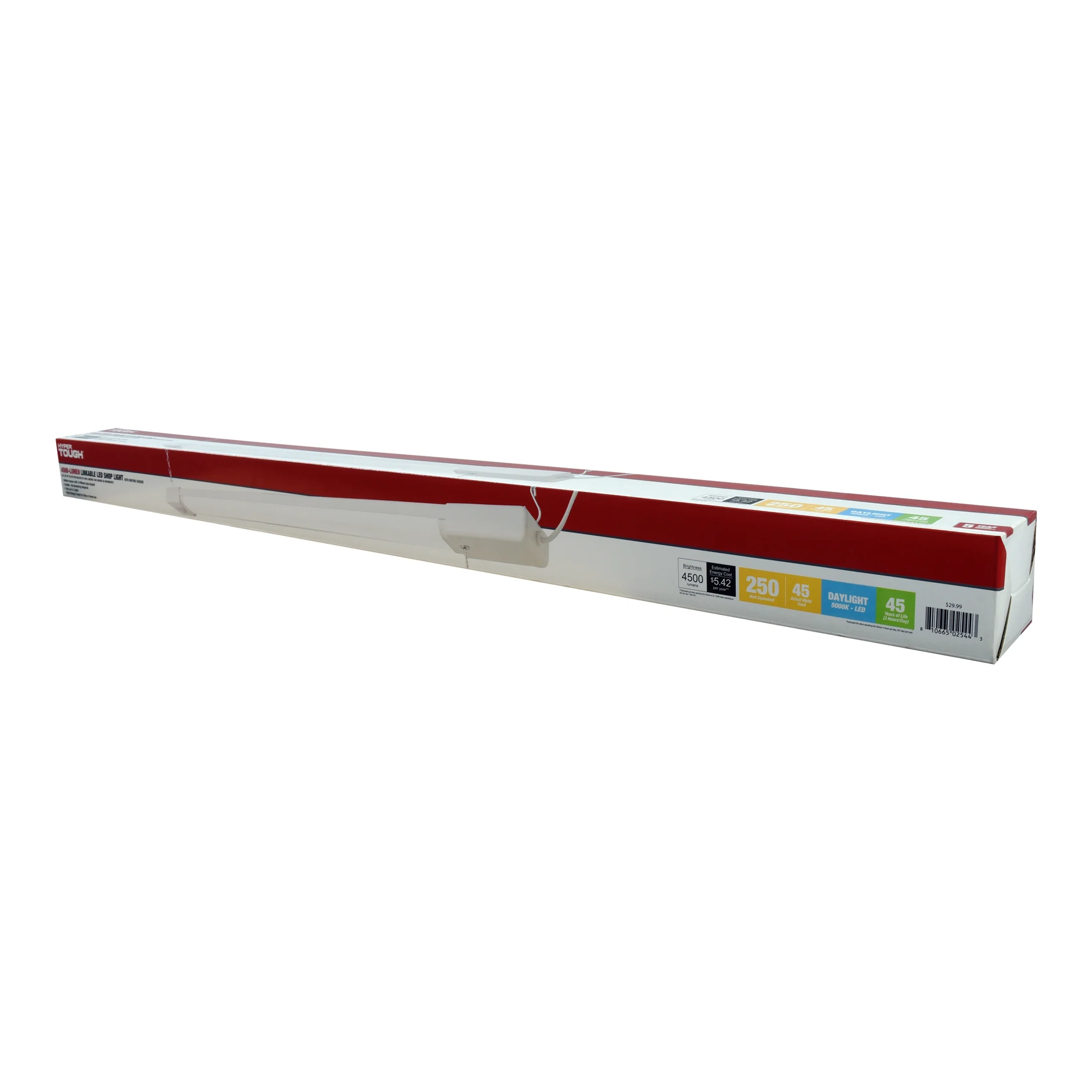 Hyper Tough 3-FT 4500-Lumen Integrated LED Shop Light, Slim Design, Linkable and Motion Sensor, 1PK - Inhomebuy