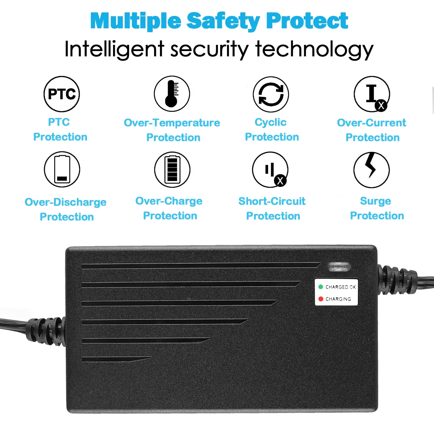 LotFancy 36V 1.5A Battery Charger for Razor MX500, MX650, GT GT750, IZIP I600, I750, I1000 - Inhomebuy