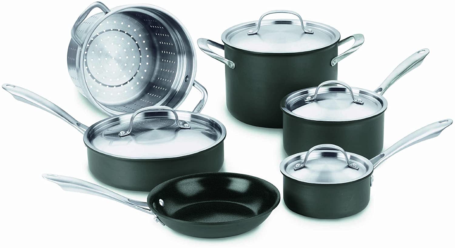 Cuisinart GreenGourmet 10-pc Cookware Set: hard-anodized, non-stick | GG-10 - Inhomebuy