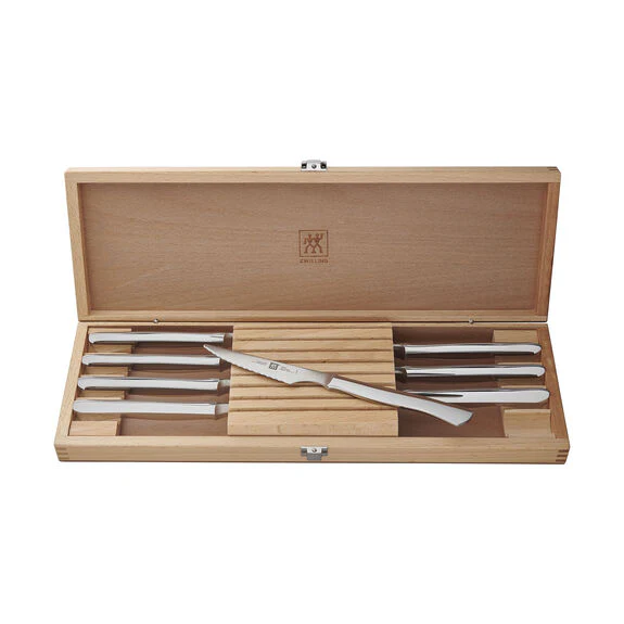 ZWILLING 8pc Stainless Steel Serrated Steak Knife Set with Wood Presentation Case - Inhomebuy
