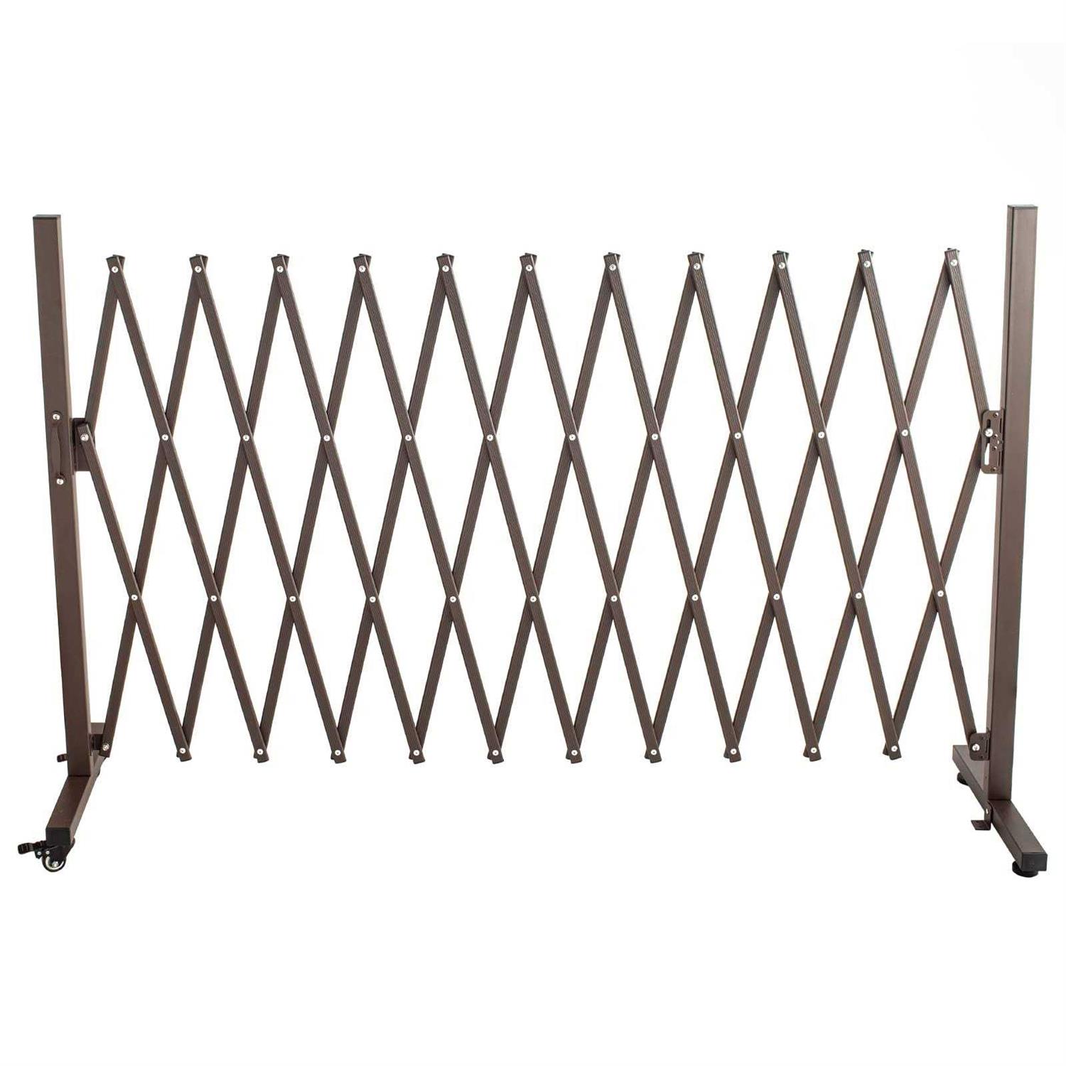 TECSPACE Aluminum Expandable Garden Fence Portable Barricade Gate with Casters - Inhomebuy