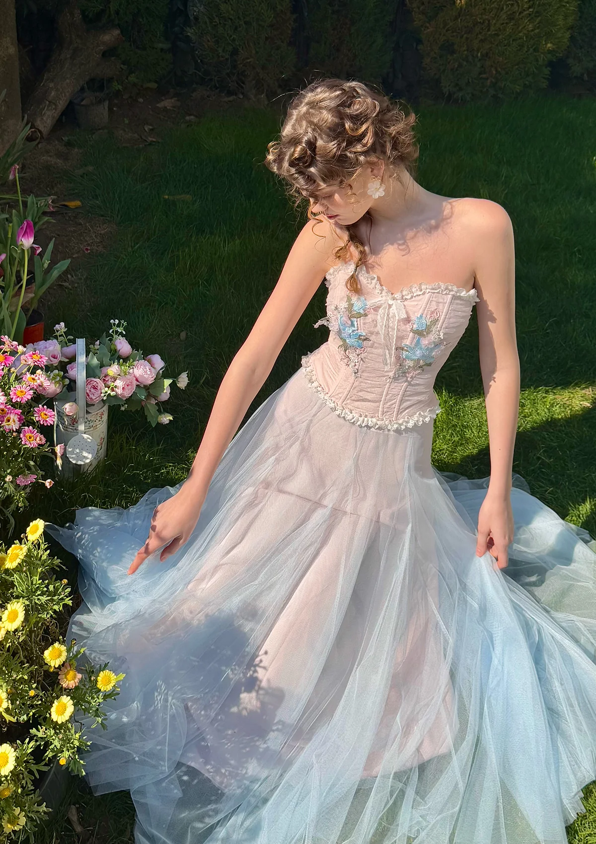 The Blue Lily Gauze Skirt - Inhomebuy